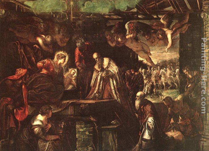Adoration of the Magi painting - Jacopo Robusti Tintoretto Adoration of the Magi art painting